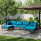 VINGLI 6-Piece Patio Furniture Set, All-Weather Wicker Outdoor Sectional Sofa - Image 2