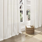 Linen Sheer Curtains 108 Inches Long Back Tab Rod Pocket 2 Panels Cream Semi - Image 6