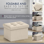 Ornavo Home Small Storage Ottoman Foldable Collapsible Rectangle Linen Ottoman - Image 5