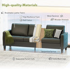 STHOUYN Black Faux Leather 3 Seater Sofa and Accent Chair, Modern Comfy Office - Image 4