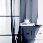 Blue Sheer Curtains, Sheer Curtains 84 inch Length 2 Panels Set, Rod Pocket - Image 2