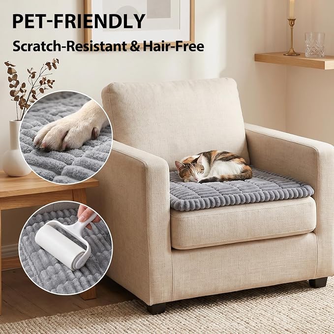 Fixwal Waterproof Flannel Dog Couch Cover, 27.6" x 27.6", Light Gray | - Image 6