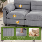 HAOMARKETS Corduroy Sofa Set, Upholstered Armchair and 3-Seater Couch - Image 4