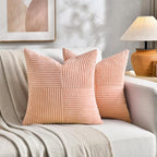 Fancy Homi 2 Packs Peach Samll Decorative Throw Pillow Covers 14x14 Inch - Image 5