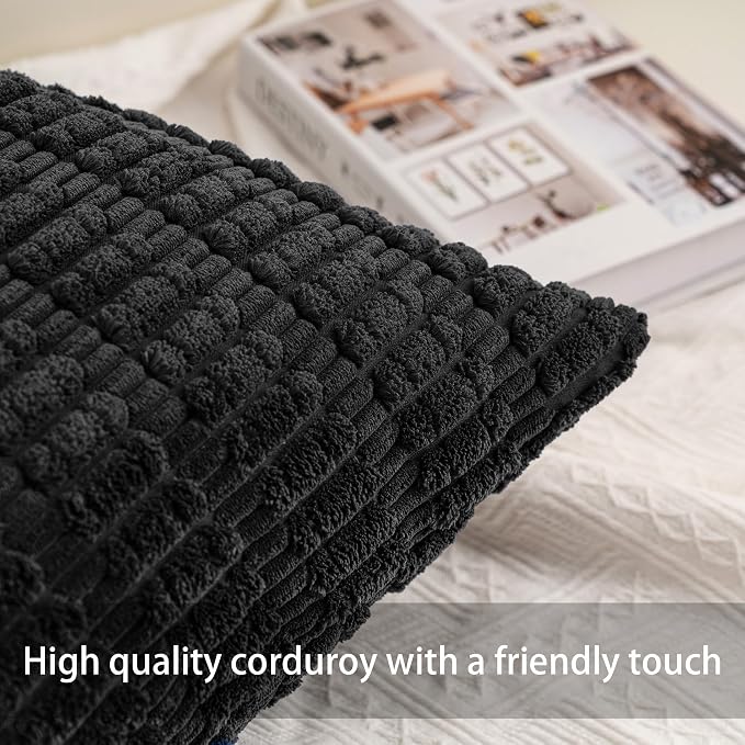 Aegero Pack of 2 Corduroy Decorative Throw Pillow Covers 12x24 Inch - Image 2