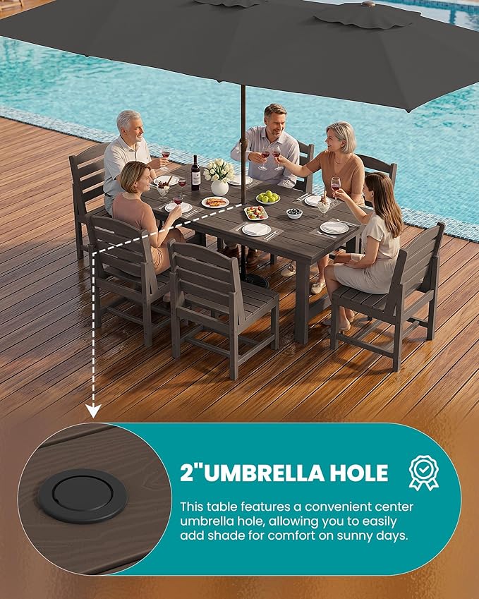 SERWALL Patio Dining Sets for 6 Person, HDPE Dining Set - Image 4