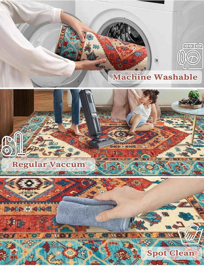 SERISSA 3x10 Washable Non Slip Boho Runner Rug - Image 3