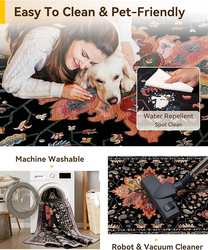 RELEANY Washable Area Rug, Runner 3'x8', Water Repellent, Pet Friendly - Image 5