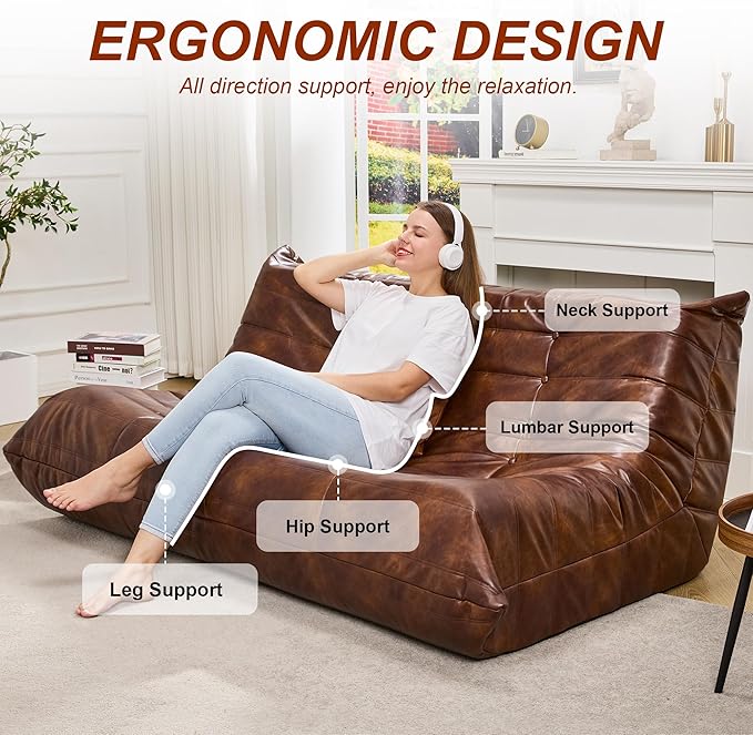 Hobestluk Bean Bag Chair Giant Bean Bag Sofa 3 Seater Bean Bag Chairs - Image 5