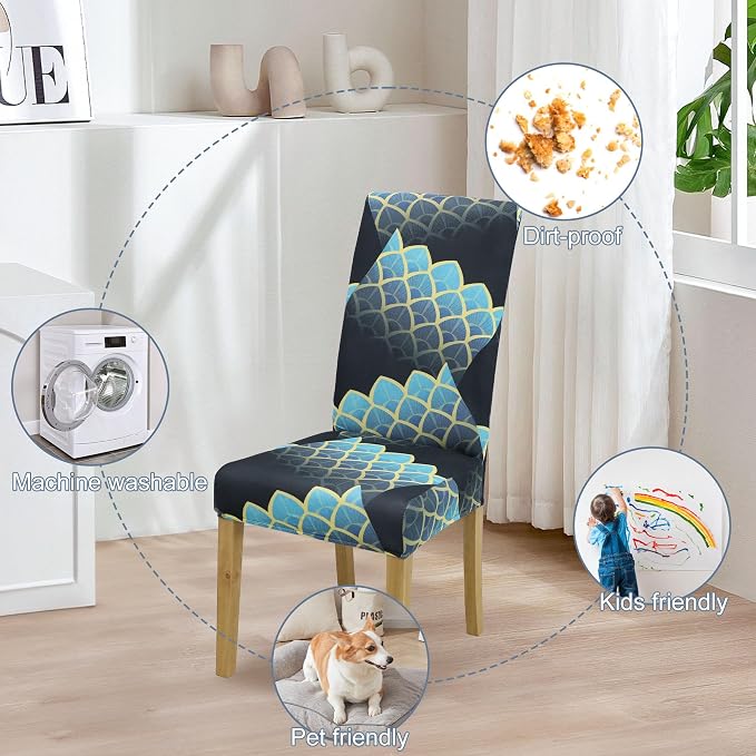 BIETYONE Stretch Dining Chair Covers Set of 4, Soft Removable Washable Kitchen - Image 6