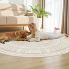 cotiled 6x6 Round Rug 6ft Circle Living Room Boho Area Rugs | Washable Foldable - Image 7