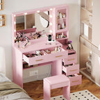 Makeup Vanity with Lights & Charging Station, Vanity Desk with Mirror & Lights - Image 4