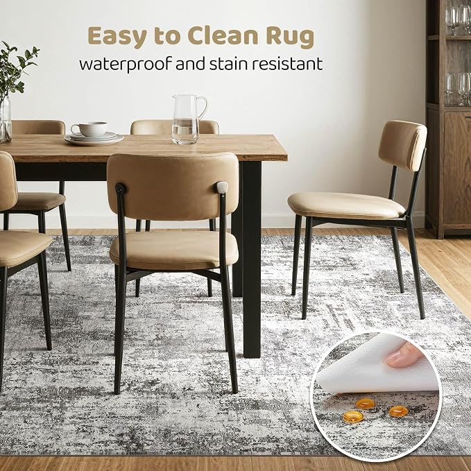LOONGRUG 6x9 Area Rugs Washable Neutral Modern Living Room Rug Grey Black | - Image 6