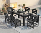 SERWALL HDPE Dining Set for 6: 1 Umbrella Hole Table, 4 Armless + 2 Armchairs. - Image 4
