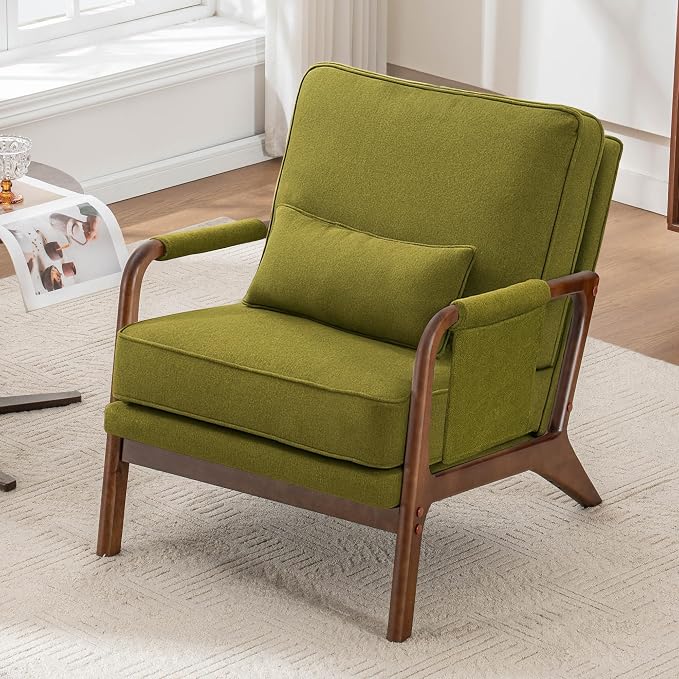 Mid Century Modern Chair, Upholstered Lounge Arm Chair by Unknown