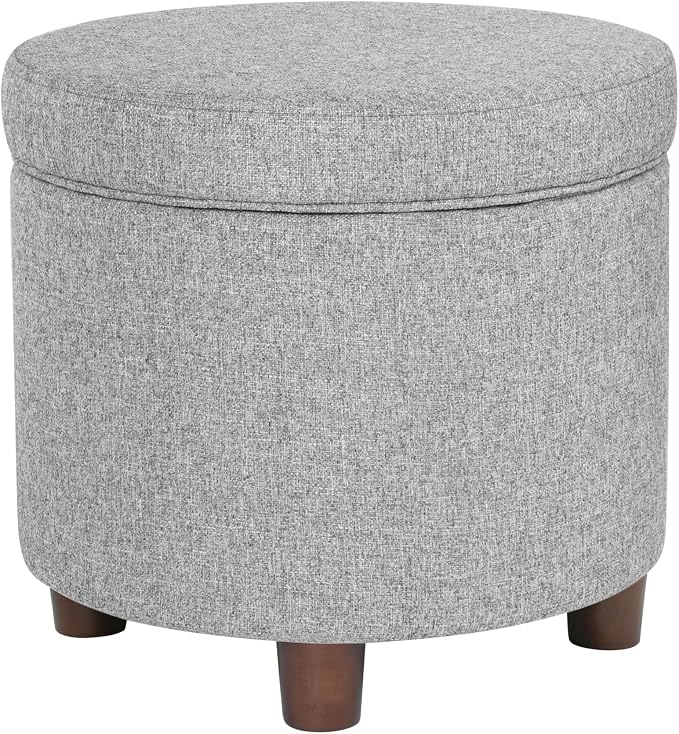 Homepop Home Decor | Upholstered Round Storage Ottoman | Ottoman - Image 6