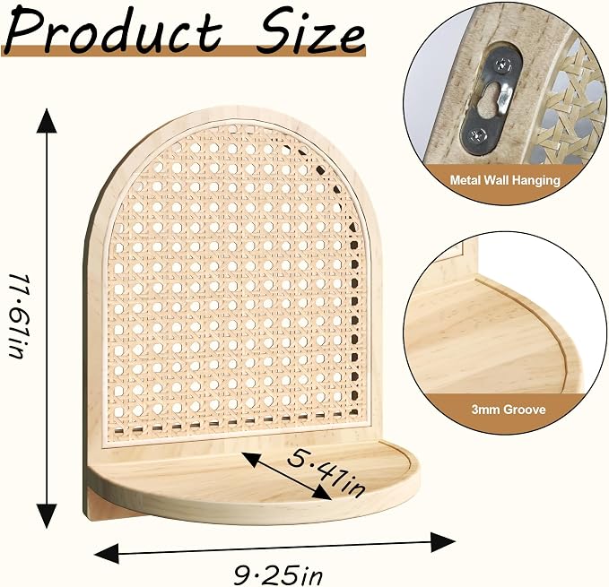 Arched Rattan Wall Shelf - Image 3