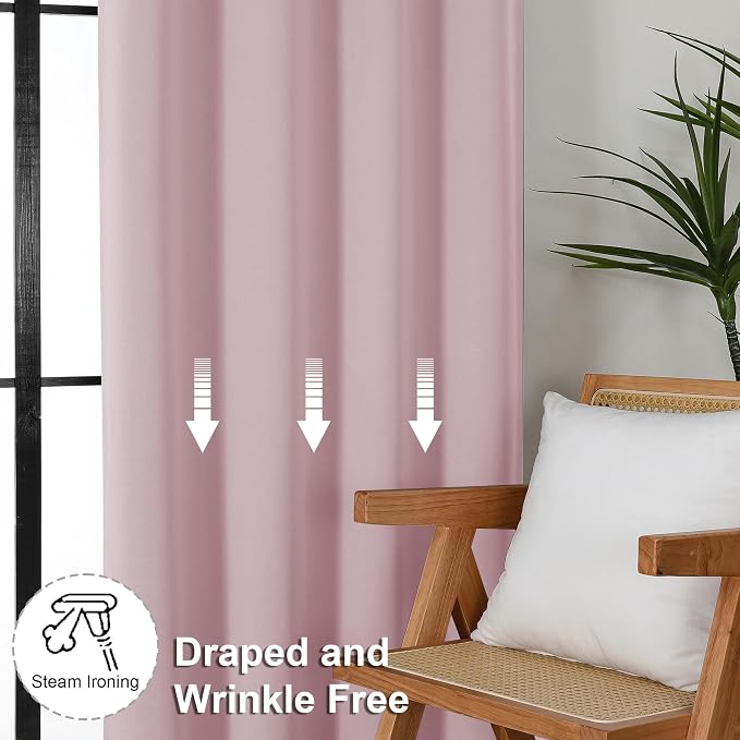Simplebrand Ava Blush Short 36 Inches Blackout Curtain 2 Panels Set, Half - Image 7