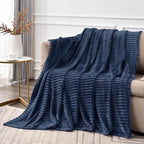 BEDELITE 3D Ribbed Jacquard Navy Blue Full Size Blankes - Image 4