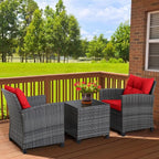 HAPPYGRILL 3 Pieces Patio Conversation Set, Outdoor Furniture Set PE Rattan - Image 4