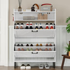 BORNOON Shoe Cabinet with 2 Flip Drawers Narrow Shoe Storage Cabinet Organizer - Image 7