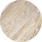 JONATHAN Y Javier Solid Travertine Marble End Table, 14-inch Round Modern - Image 8