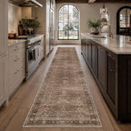Schweek 3x12 Washable Kitchen Runner Rug Non Slip Hallway Rug Vintage Brown | - Image 3