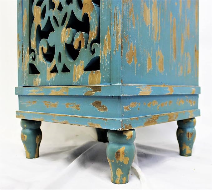 eHemco Distressed Blue Accent End Table - Image 6