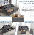 SUNWAVE 74" W Double Chaise Lounge Chair Indoor, Oversized Loveseat - Image 4