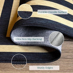 Front Door Mat Indoor Outside Entrance, 2x3 Black Tan Striped Rug | Non-Slip - Image 2