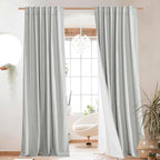 NICETOWN Grey Long Linen Full Shade Panels, Pair of Thermal Insulated & Energy - Image 2