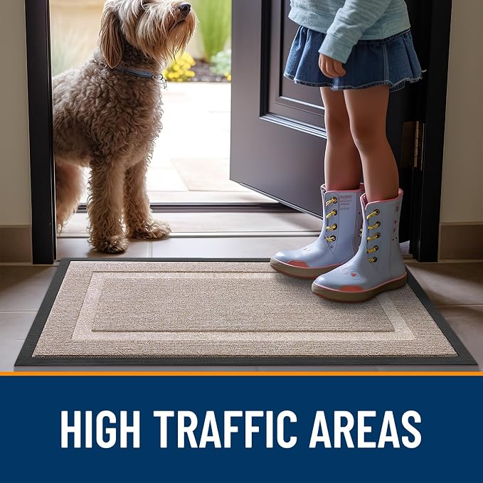 OLANLY Front Door Mat Outside 47x23, All-Season Heavy-Duty Rubber Doormat | - Image 6