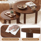 Giantex Round Nesting Coffee Table Set of 2, Wood Nesting End Tables - Image 6