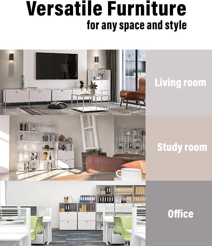 Metal Shelf with 2 Flap Doors, Large Capacity Cabinet, DIY Modern Home - Image 6