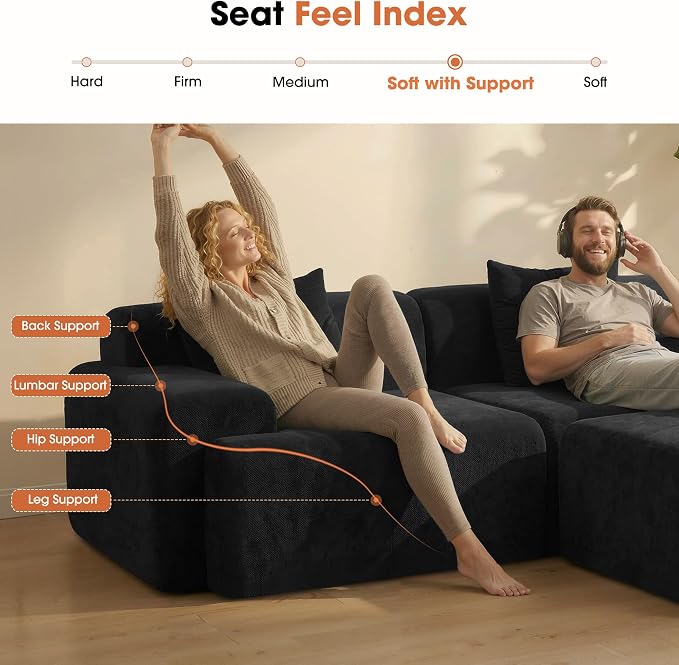 83.5" Boneless Loveseat with Ottoman, Cloud Comfy Couches - Image 7