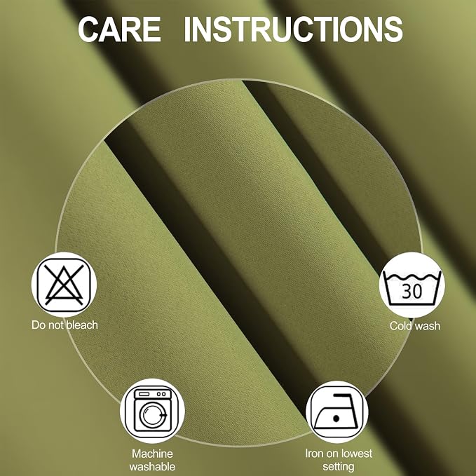 Blackout Curtains 52 x 120 Inch Long Olive Green Curtains Set of 2 Panels Room - Image 4