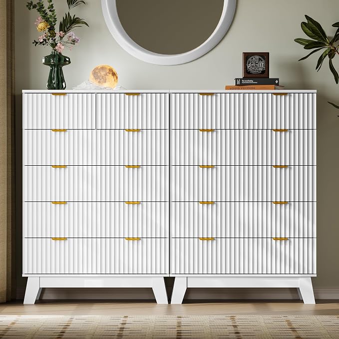 BORNOON 46" Tall Dresser for Bedroom, 6-Drawer Fluted Chest of Drawers - Image 7