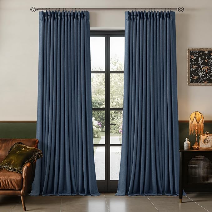 105 Inch Pinch Pleated Blackout Memory Trained Linen Curtains by Twodrapes