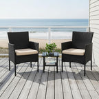FDW 3 Pieces Patio Furniture Set Outdoor Wicker Bistro Sets Modern Rattan Chair - Image 6