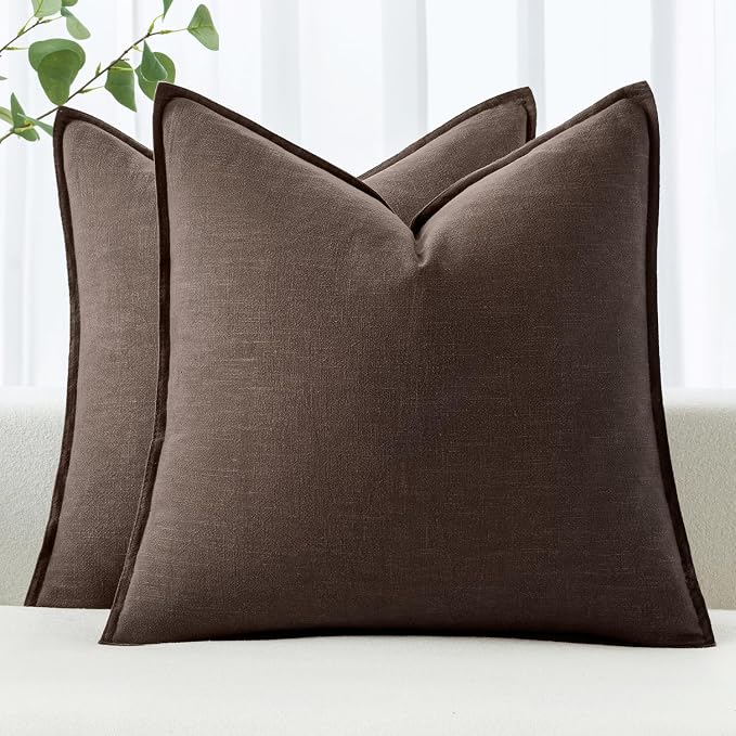 MIULEE Decorative Linen Pillow Covers 20x20 Inch Reddish Brown | Boho by MIULEE