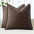 MIULEE Decorative Linen Euro Sham Pillow Covers 26x26 Reddish Brown | Boho by MIULEE