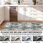 2'6''x8' Runner Rugs Washable Rug: Modern AbstractBlack Grey Gold Carpet | - Image 7