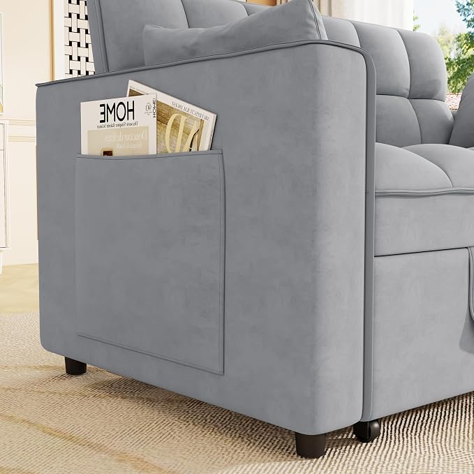 3-in-1 Convertible Sleeper Sofa Bed, 55 inch Small Couch - Image 8