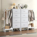 DUMOS Dresser with Hanging Rack, 4-in-1 White Fabric Dresser - Image 9