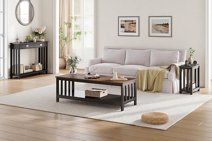 ChooChoo Mission Coffee Table, Wood Living Room Table - Image 5