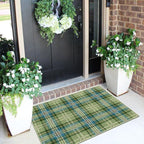 Front Door Mat Outside Entrance, 2x3 Green Teal Tartan Plaid Rug | Non-Slip - Image 4