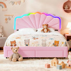 Full Upholstered Bed with 2 Drawers, Charging Station and LED Lighting - Image 3