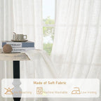 95 Inches Long Cream Linen Curtains - Image 8