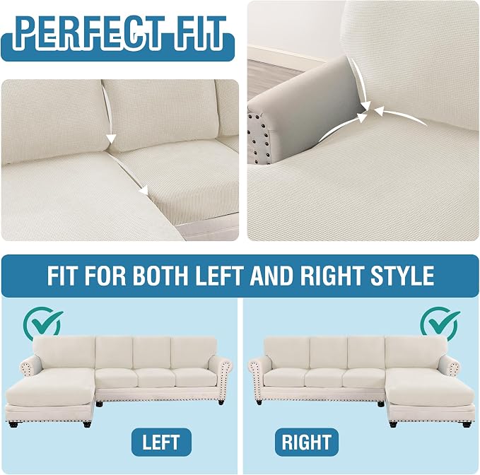 H.VERSAILTEX Sectional Couch Covers 8 Pieces Stretch Sofa Covers - Image 5