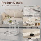 Garden 4 you Nesting Coffee Table, 23.6" Round Coffee Table Set of 2, Glass - Image 6